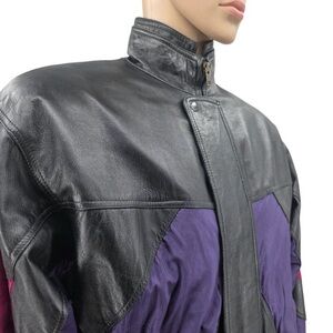 Vintage Saxony Color-block Bomber Jacket